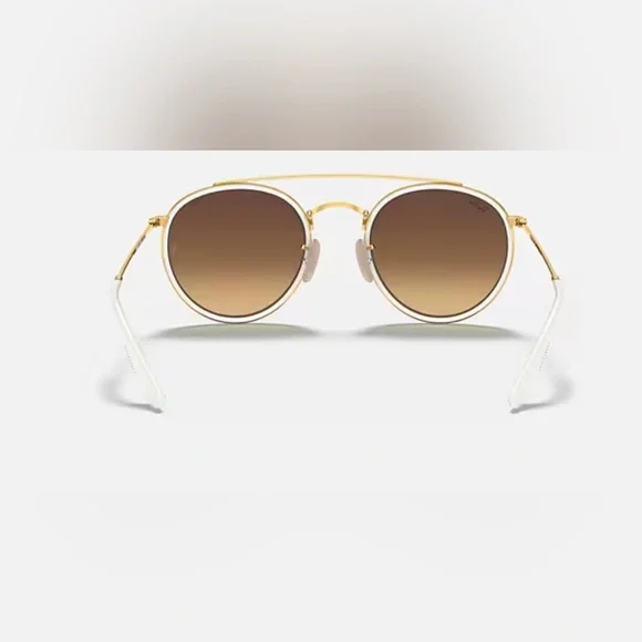 NWOT Ray-Ban Gold Frame Sunglasses with Blue Lenses - Picture 8 of 8